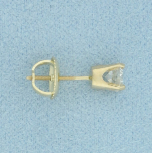 Single Diamond Screw Back Stud Earring in 14k Yellow Gold