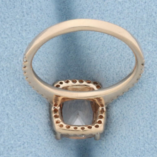 Morganite and Diamond Halo Ring in 14k Rose Gold