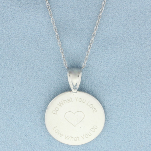 Do What You Love, Love What You Do Necklace in 14k White Gold