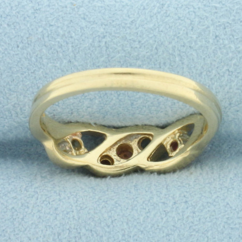 Vintage Rainbow Gemstone Twist Design Ring in 14k Yellow Gold