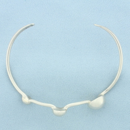 Three Bead Bangle Bracelet in Sterling Silver