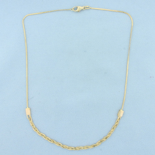 16 Inch Italian Braided Serpentine Link Necklace in 18k Yellow Gold