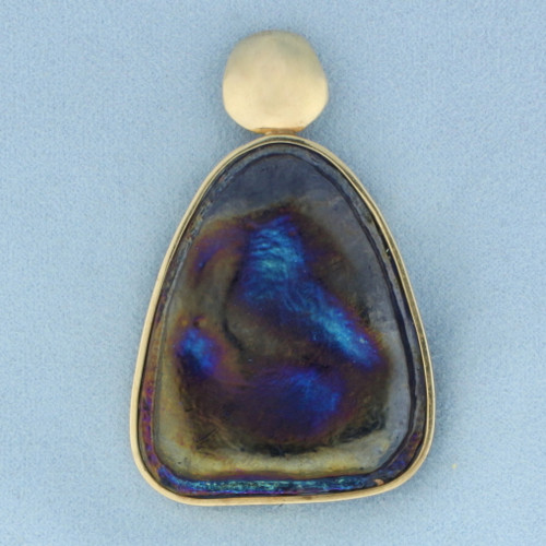 Dichroic Glass Statement Pendant in 14k Yellow Gold