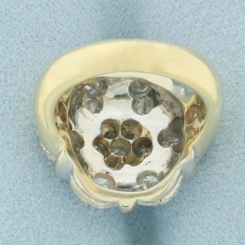 Flower Design Diamond Ring in 18k Yellow and White Gold