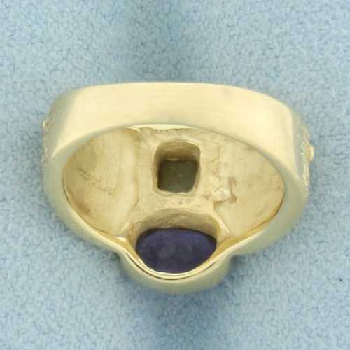 Amethyst and Citrine Pinky Ring in 14k Yellow Gold