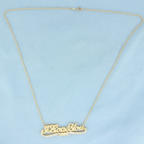 I Love You Diamond Necklace in 14k Yellow Gold