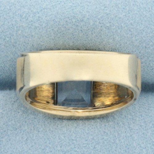 Mens Blue Topaz Statement Ring in 10k Yellow Gold