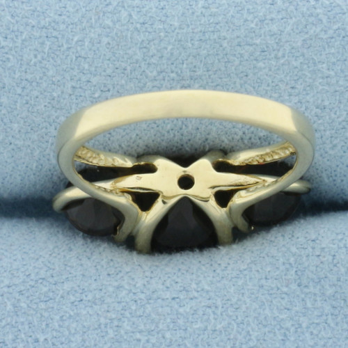 Brazilian Smoky Quartz 3-Stone Ring in 14k Yellow Gold.