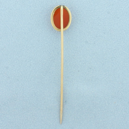 Vintage Hand Carved Cameo Stick Pin in 14k Yellow Gold