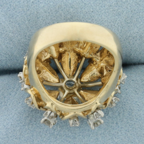 Antique Old European Diamond Starburst Ring in 14k Yellow Gold