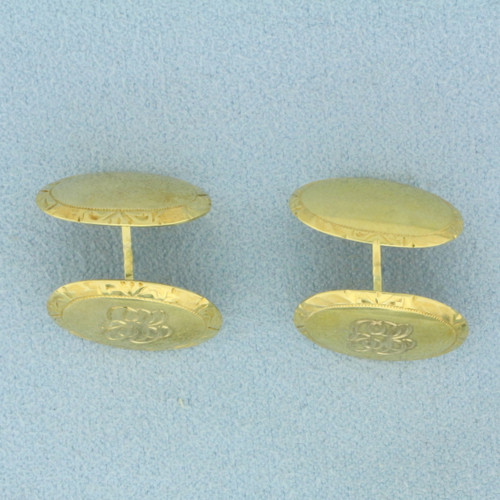 Vintage Oval Cuff Links in 14k Yellow Gold