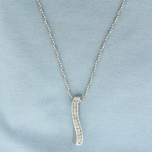Italian Diamond Journey Necklace in 14k White Gold