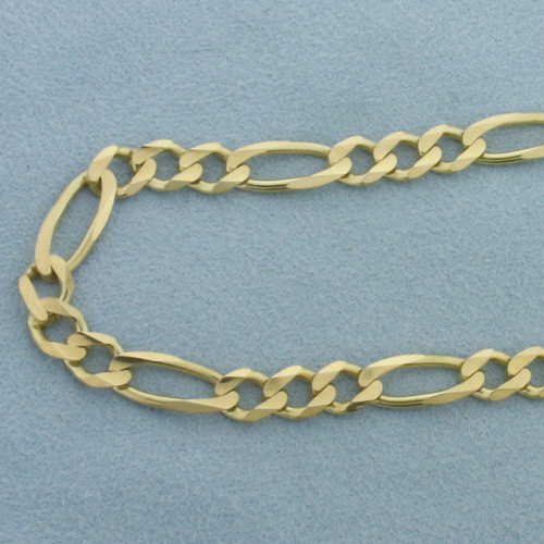 20 Inch Italian Figaro Link Chain Necklace in 14k Yellow Gold