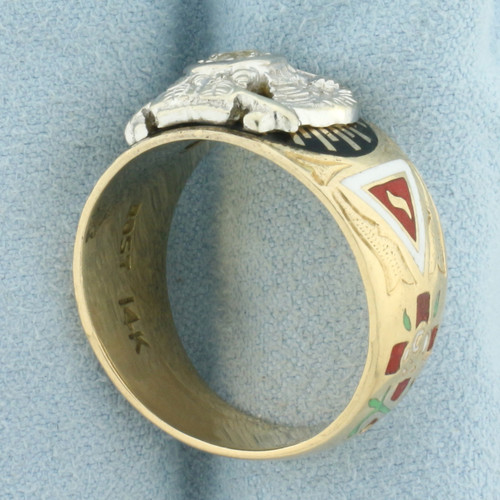 32 Degree Diamond Masonic Ring in 14k Yellow Gold