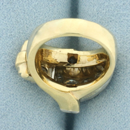 Antique Old European Diamond and Ruby Cross Design Ring in 14k Yellow Gold