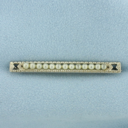 Antique Seed Pearl Pin in 10k White Gold