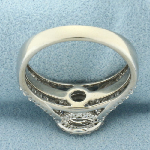 Simon G. Diamond and CZ Halo Engagement Ring in 18k White Gold