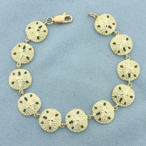 Diamond Cut Sand Dollar Bracelet in 14k Yellow Gold