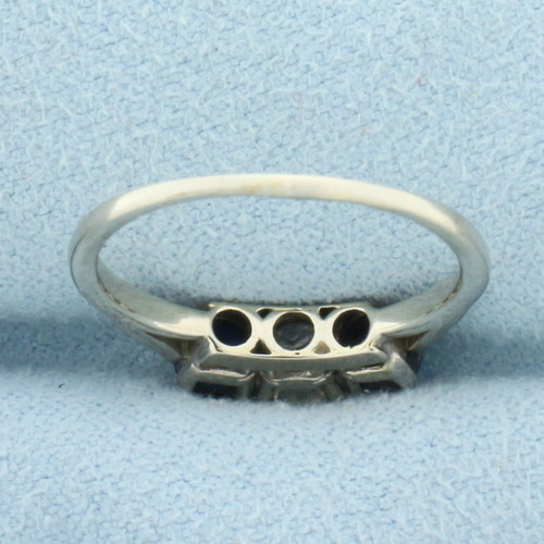 Diamond and Sapphire 3-Stone Ring in 14k White Gold