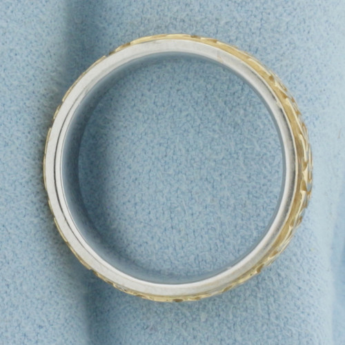 2-Tone Comfort Fit Wedding Band Ring in 14k White and Yellow Gold