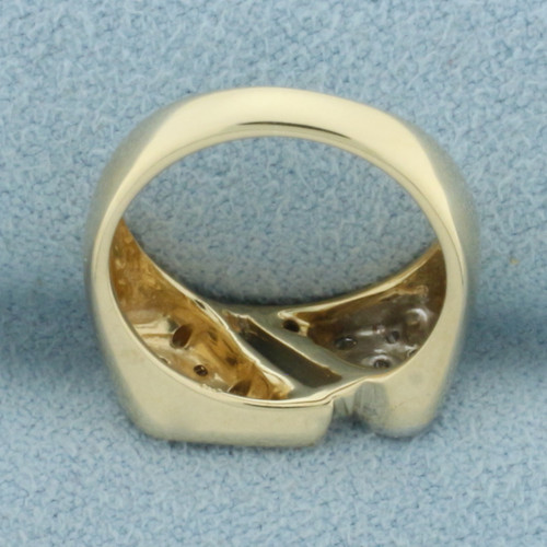Two Tone Diamond Pave Pinky Ring in 14k Yellow and White Gold