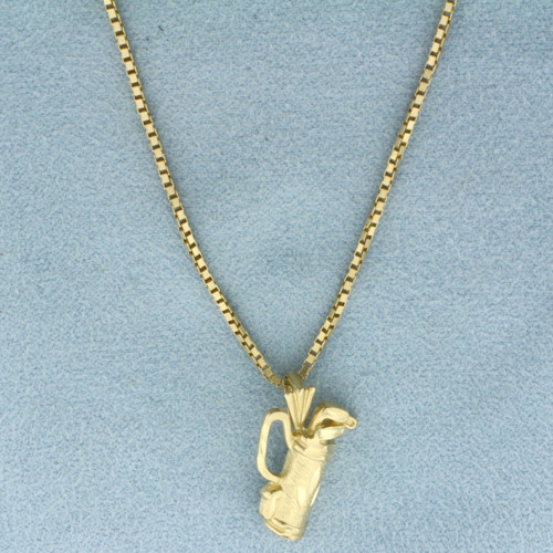 Italian Golf Clubs Necklace in 14K Yellow Gold