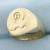 Mens R Initial Monogram Signet Ring in 14k Yellow Gold