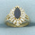 Sapphire and Diamond Halo Ring in 14k Yellow Gold
