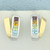 Guy Laroche Designer Rainbow Gemstone Earrings in 18k Yellow and White Gold