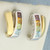Guy Laroche Designer Rainbow Gemstone Earrings in 18k Yellow and White Gold