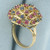 Ruby and Sapphire Sputnik Bombe Cocktail Ring in 9k Yellow Gold