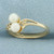 Cultured Pearl and Diamond Ring in 10k Yellow Gold