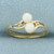 Cultured Pearl and Diamond Ring in 10k Yellow Gold