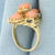 Vintage Angel Skin Coral and Diamond Ring in 14k Yellow Gold