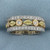 Wide Yellow and White Diamond Pave Band Ring in 18k White, Rose, and Yellow Gold