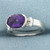 Checkerboard Amethyst and Diamond Ring in 14k White Gold