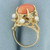 Pink Angel Coral and Pearl Ring in 14k Yellow Gold