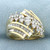 Vintage Marquise and Round Diamond Cocktail Ring in 14k Yellow Gold