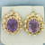 Vintage Amethyst and Diamond Halo Earrings in 14k Yellow Gold