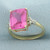 Lab Pink Sapphire and Diamond Ring in 10k Yellow Gold