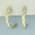 Candy Stripe Design Half Hoop Earrings in 18k Yellow and White Gold
