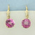 Checkerboard Cut Pink Topaz Dangle Earrings in 14k Yellow Gold