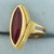 Vintage Lab Ruby Navette Ring in 18k Yellow Gold