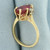 Vintage Marquise Lab Ruby and Diamond Ring in 14k Yellow Gold