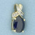 Lab Sapphire and Diamond Pendant in 10k Yellow Gold