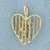 Diamond F Monogram Initial Heart Pendant in 14k Yellow Gold