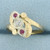 Antique Old European Cut Diamond and Ruby Ring in 14k Yellow Gold