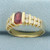Garnet and Diamond Ring in 14k Yellow Gold