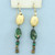 Art Glass Beaded Dangle Earrings in 14k Yellow Gold