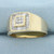 Mens Invisible Set Diamond Ring in 10k Yellow Gold